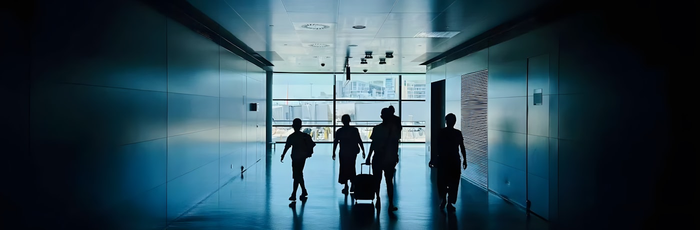 A business traveler arriving in a new market