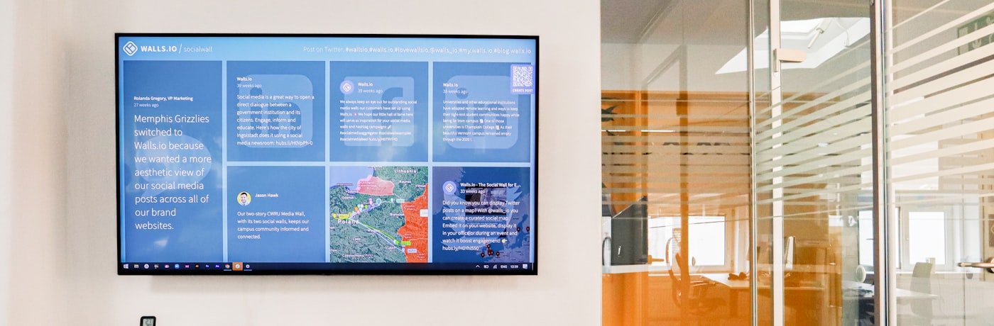 A world map on an office wall